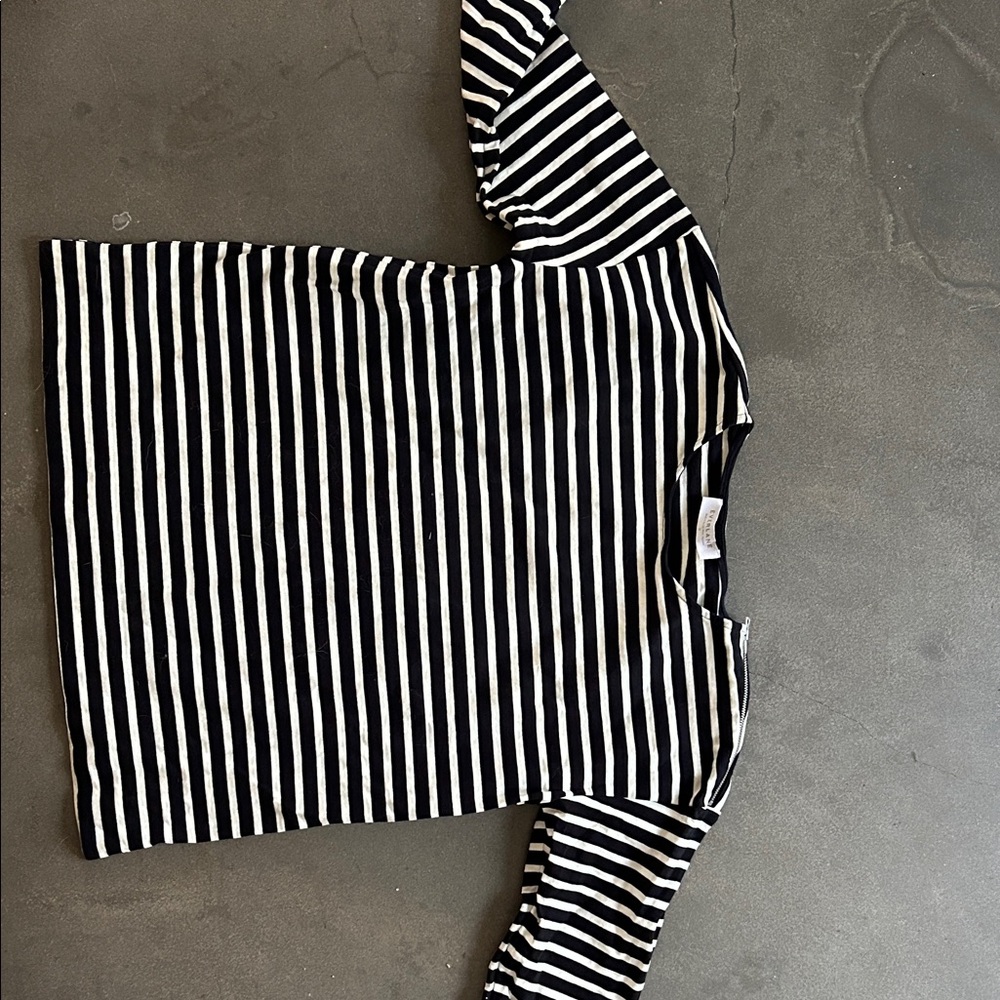 Everlane Black and White Striped Long Sleeve Tee